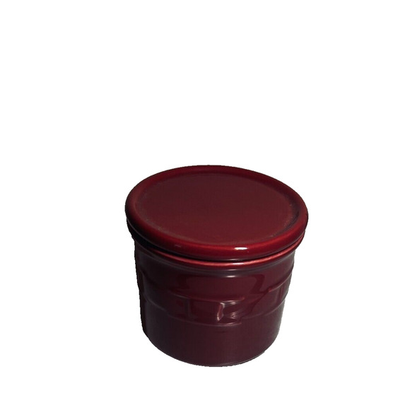 Longaberger Paprika Woven Traditions 1 Pint Crock w/Lid & Mcintosh Apple Candle - Picture 1 of 5